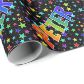 Rainbow Vorname "PETER" + Sterne Geschenkpapier (Rolleneckpunkt)