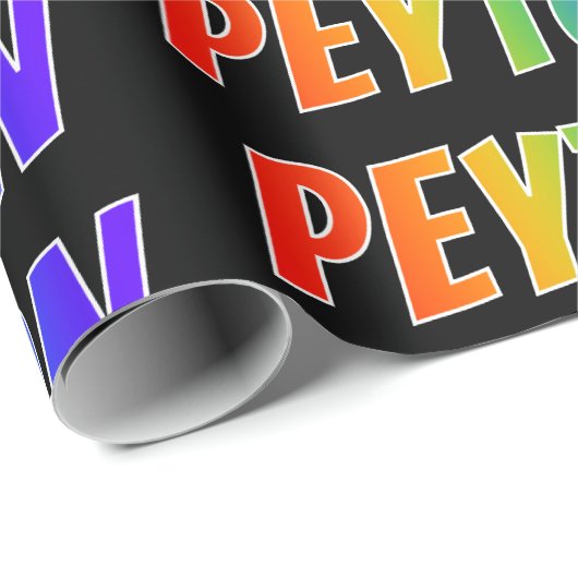 Rainbow Vorname "PEYTON"; Fun & Colorful Geschenkpapier (Rolleneckpunkt)