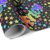 Rainbow Vorname "PEYTON" + Sterne Geschenkpapier (Rolleneckpunkt)