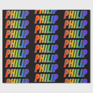 Rainbow Vorname "PHILIP"; Fun & Colorful Geschenkpapier