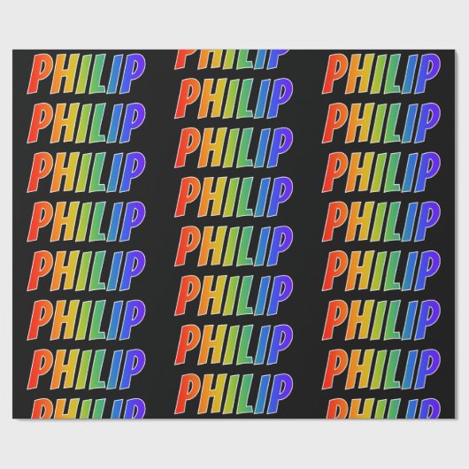 Rainbow Vorname "PHILIP"; Fun & Colorful Geschenkpapier (Flach)