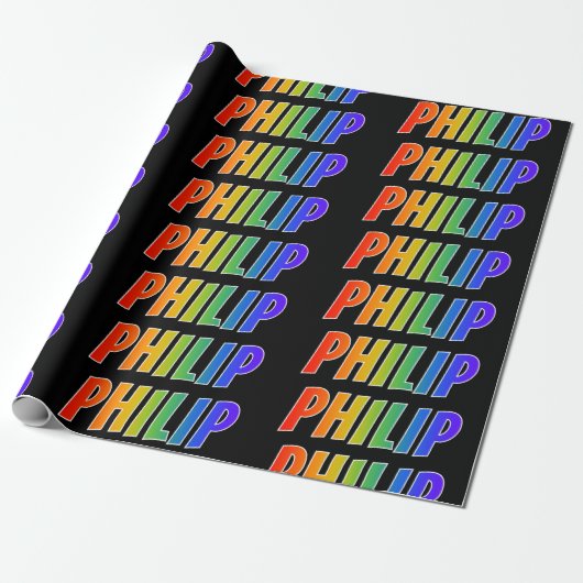Rainbow Vorname "PHILIP"; Fun & Colorful Geschenkpapier (Ungerollt)