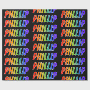 Rainbow Vorname "PHILLIP"; Fun & Colorful Geschenkpapier