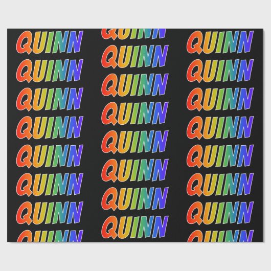 Rainbow Vorname "QUINN"; Fun & Colorful Geschenkpapier (Flach)
