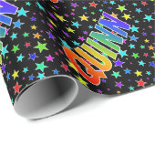 Rainbow Vorname "QUINN" + Sterne Geschenkpapier (Rolleneckpunkt)