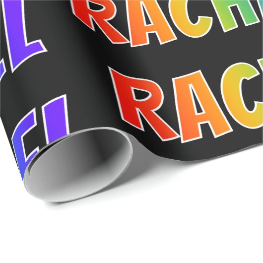 Rainbow Vorname "RACHAEL"; Fun & Colorful Geschenkpapier (Rolleneckpunkt)