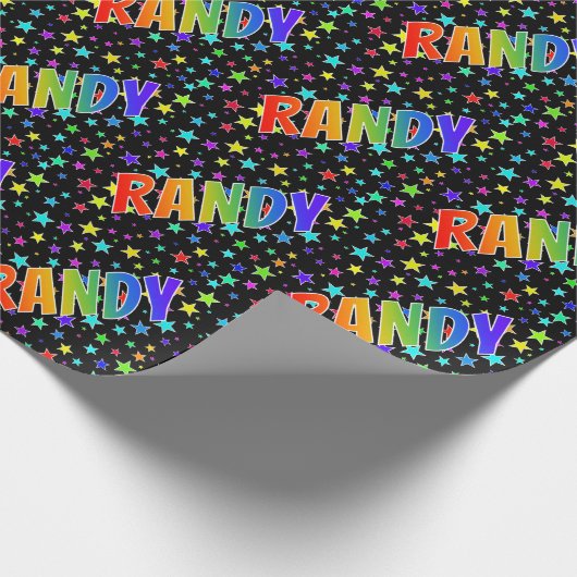 Rainbow Vorname "RANDY" + Sterne Geschenkpapier (Ecke)
