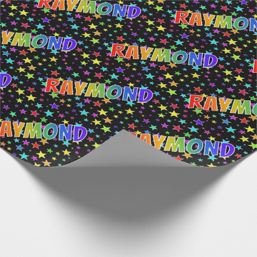 Rainbow Vorname "RAYMOND" + Sterne Geschenkpapier (Ecke)