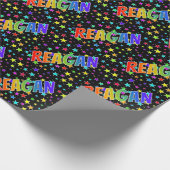 Rainbow Vorname "REAGAN" + Sterne Geschenkpapier (Ecke)