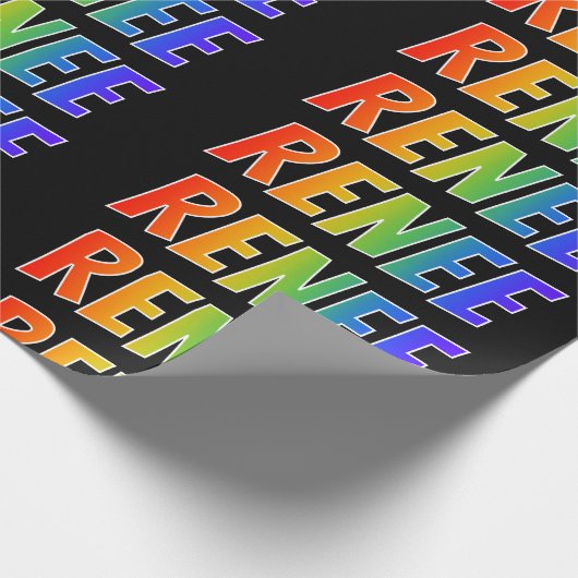Rainbow Vorname "RENEE"; Fun & Colorful Geschenkpapier (Ecke)