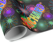 Rainbow Vorname "RICHARD" + Fireworks Geschenkpapier (Rolleneckpunkt)