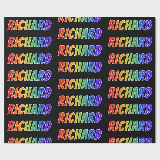 Rainbow Vorname "RICHARD"; Fun & Colorful Geschenkpapier (Flach)