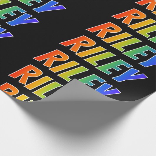 Rainbow Vorname "RILEY"; Fun & Colorful Geschenkpapier (Ecke)