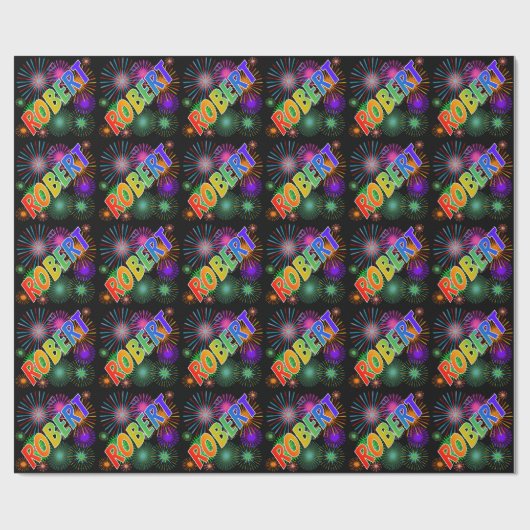 Rainbow Vorname "ROBERT" + Feuerwerk Geschenkpapier (Flach)