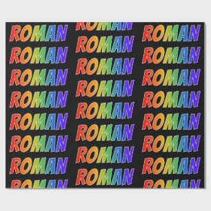 Rainbow Vorname "ROMAN"; Fun & Colorful Geschenkpapier