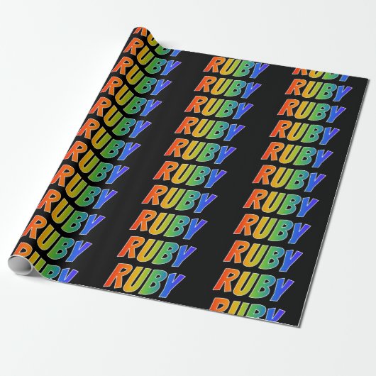 Rainbow Vorname "RUBY"; Fun & Colorful Geschenkpapier (Ungerollt)