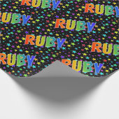 Rainbow Vorname "RUBY" + Sterne Geschenkpapier (Ecke)