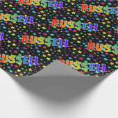 Rainbow Vorname "RUSSELL" + Sterne Geschenkpapier (Ecke)