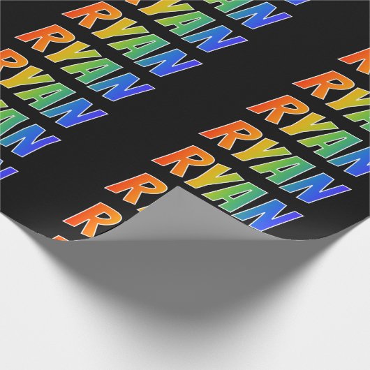 Rainbow Vorname "RYAN"; Fun & Colorful Geschenkpapier (Ecke)