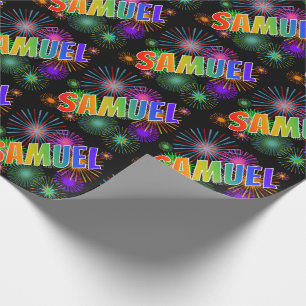 Rainbow Vorname "SAMUEL" + Feuerwerkskörper Geschenkpapier