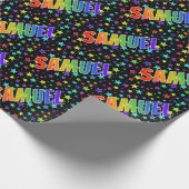 Rainbow Vorname "SAMUEL" + Sterne Geschenkpapier (Ecke)