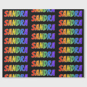 Rainbow Vorname "SANDRA"; Fun & Colorful Geschenkpapier (Flach)