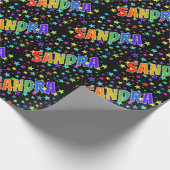 Rainbow Vorname "SANDRA" + Sterne Geschenkpapier (Ecke)