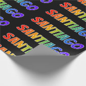 Rainbow Vorname "SANTIAGO"; Fun & Colorful Geschenkpapier (Ecke)