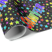 Rainbow Vorname "SAWYER" + Sterne Geschenkpapier (Rolleneckpunkt)
