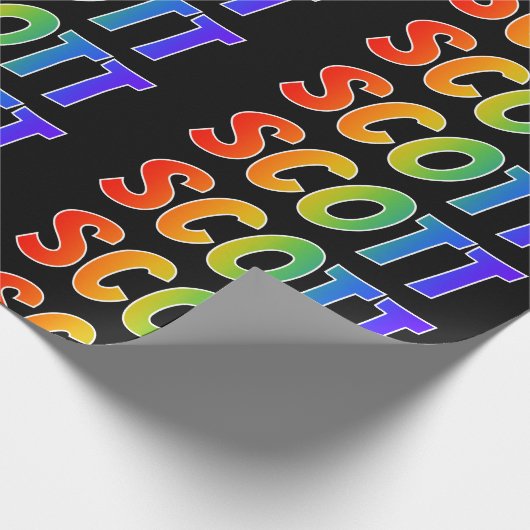 Rainbow Vorname "SCOTT"; Fun & Colorful Geschenkpapier (Ecke)