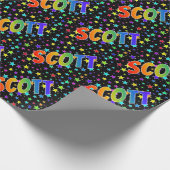Rainbow Vorname "SCOTT" + Sterne Geschenkpapier (Ecke)