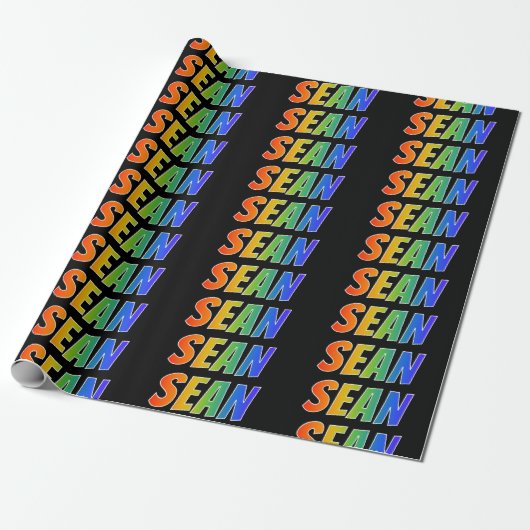 Rainbow Vorname "SEAN"; Fun & Colorful Geschenkpapier (Ungerollt)