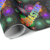Rainbow Vorname "SEBASTIAN" + Fireworks Geschenkpapier (Rolleneckpunkt)
