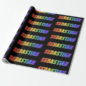 Rainbow Vorname "SEBASTIAN"; Fun & Colorful Geschenkpapier (Ungerollt)