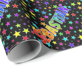 Rainbow Vorname "SEBASTIAN" + Sterne Geschenkpapier (Rolleneckpunkt)