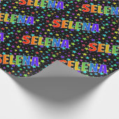 Rainbow Vorname "SELENA" + Sterne Geschenkpapier (Ecke)