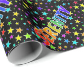 Rainbow Vorname "SERENITY" + Sterne Geschenkpapier (Rolleneckpunkt)