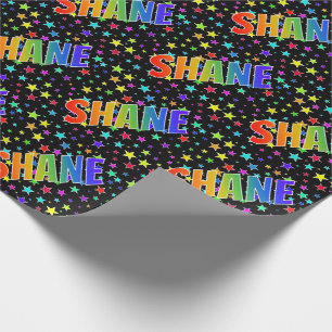 Rainbow Vorname "SHANE" + Sterne Geschenkpapier