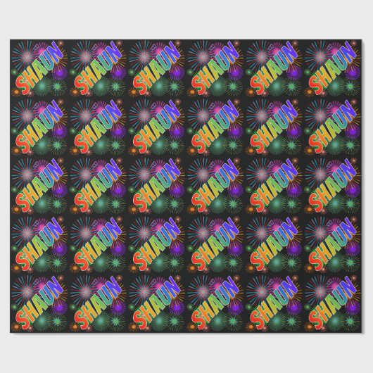 Rainbow Vorname "SHAUN" + Feuerwerk Geschenkpapier (Flach)