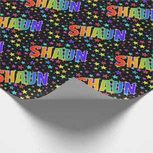 Rainbow Vorname "SHAUN" + Sterne Geschenkpapier