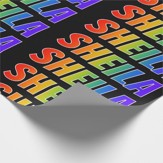Rainbow Vorname "SHEILA"; Fun & Colorful Geschenkpapier (Ecke)