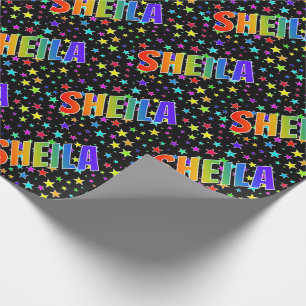Rainbow Vorname "SHEILA" + Sterne Geschenkpapier