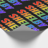 Rainbow Vorname "SHELBY"; Spaß & Farben Geschenkpapier (Ecke)
