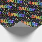 Rainbow Vorname "SHELBY" + Sterne Geschenkpapier (Ecke)