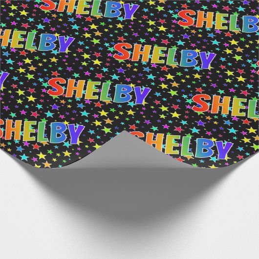Rainbow Vorname "SHELBY" + Sterne Geschenkpapier (Ecke)