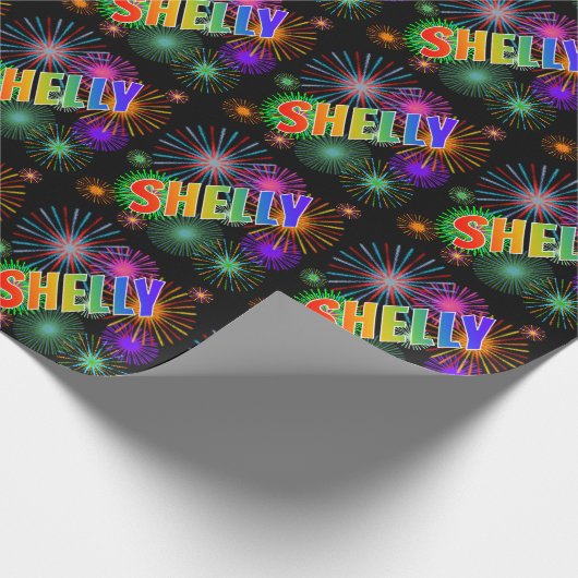 Rainbow Vorname "SHELLY" + Feuerwerk Geschenkpapier (Ecke)
