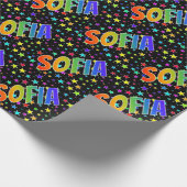 Rainbow Vorname "SOFIA" + Sterne Geschenkpapier (Ecke)