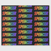 Rainbow Vorname "SPENCER"; Fun & Colorful Geschenkpapier (Flach)