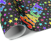 Rainbow Vorname "STACEY" + Sterne Geschenkpapier (Rolleneckpunkt)