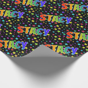Rainbow Vorname "STACY" + Sterne Geschenkpapier